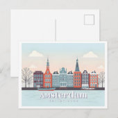 アムステルダムオランダダムラックパステルトラベルデザイン ポストカード (正面/裏面)