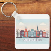 アムステルダムオランダダムラックパステルトラベル キーホルダー (正面)