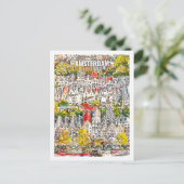 アムステルダムオランダトラベルウォーター色のスケッチ ポストカード (スタンド正面)