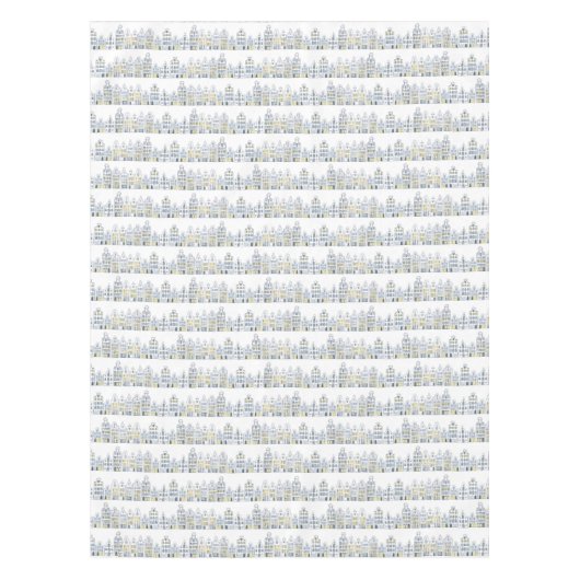 アムステルダムオランダハウスウォーターカラーヴィレッジ テーブルクロス (正面)