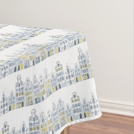 アムステルダムオランダハウスウォーターカラーヴィレッジ テーブルクロス