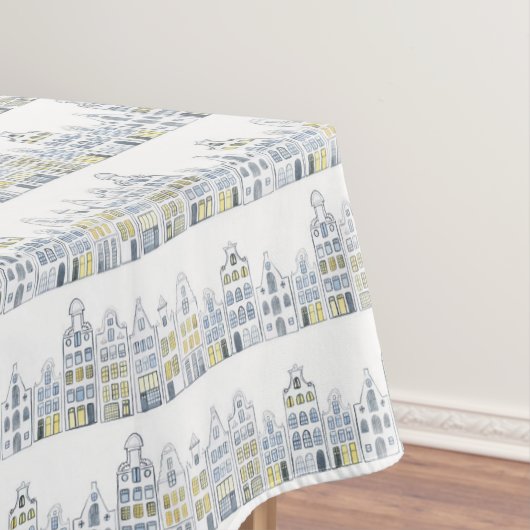 アムステルダムオランダハウスウォーターカラーヴィレッジ テーブルクロス (インサイチュ)