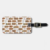 アムステルダムオランダハウスツリップビークスパターンホワイト ラゲッジタグ (正面横)