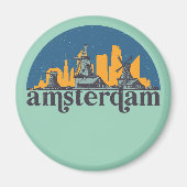 アムステルダムオランダヴィンテージシティスカイライン マグネット (正面)