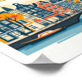 アムステルダムオランダヴィンテージトラベルイラストレーション ポスター (角)