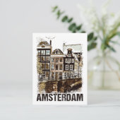 アムステルダムオランダヴィンテージトラベルポスターレトロ ポストカード (スタンド正面)