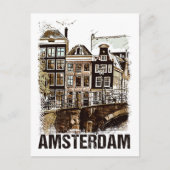 アムステルダムオランダヴィンテージトラベルポスターレトロ ポストカード (正面)