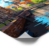 アムステルダムオランダヴィンテージ旅行イラストレーション ポスター (角)