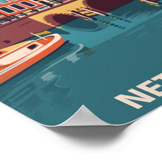 アムステルダムオランダヴィンテージ有名トラベルプレイス ポスター (角)