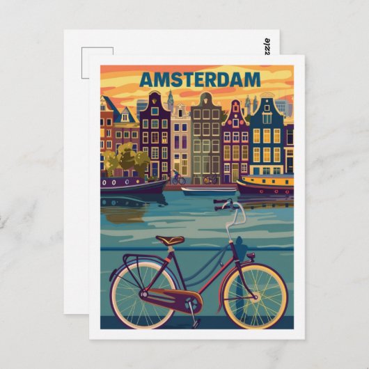 アムステルダムオランダヴィンテージ有名トラベルプレイス ポストカード (正面/裏面)