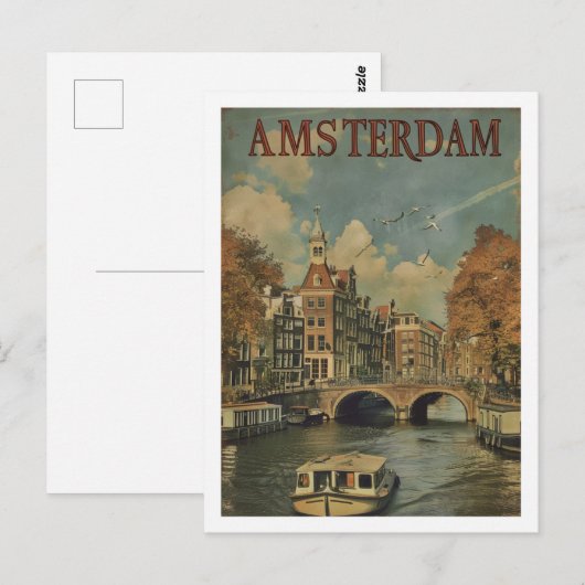 アムステルダムオランダヴィンテージ有名トラベルプレイス ポストカード (正面/裏面)