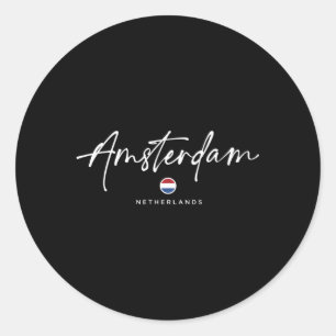 アムステルダムオランダ国旗 ラウンドシール