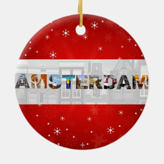アムステルダムオランダ旅行写真クリスマス セラミックオーナメント (裏面)