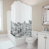 アムステルダムカナルオランダシティスケープイラストレーション シャワーカーテン (インサイチュ)