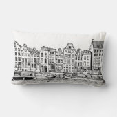 アムステルダムカナルオランダシティスケープイラストレーション ランバークッション (裏面)