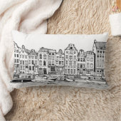 アムステルダムカナルオランダシティスケープイラストレーション ランバークッション (ブランケット)