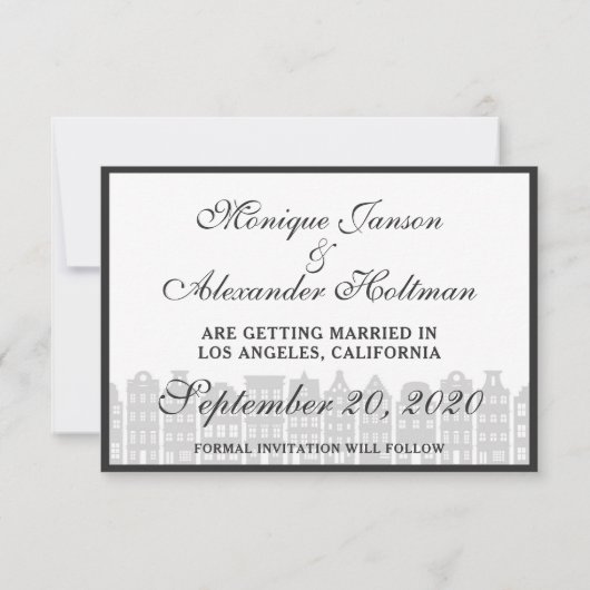 アムステルダムカナルハウシズオランダザデイトカードを保存 招待状 (裏面)