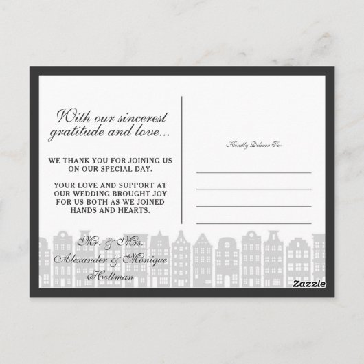 アムステルダムカナルハウシズサンキューフォトコラージュ ポストカード (裏面)