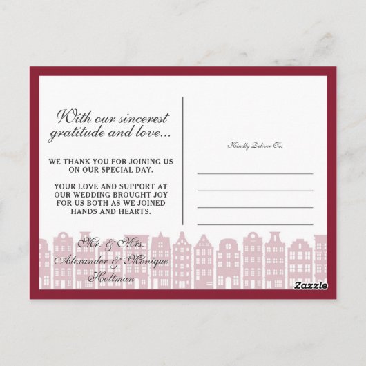 アムステルダムカナルハウシズサンキューフォトコラージュ ポストカード (裏面)