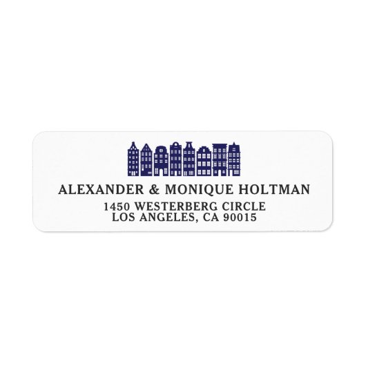 アムステルダムカナルハウスオランダブルー差出人住所 ラベル (正面)
