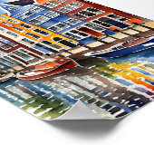 アムステルダムカナルハウズウォーターカラーアートプリント ポスター (角)