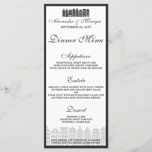 アムステルダムカナルハウズオランダ結婚ズディナーメニュー メニュー (正面)