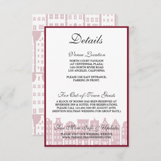 アムステルダムカナルハウズオランダ結婚ズ詳細カード 招待状 (正面/裏面)