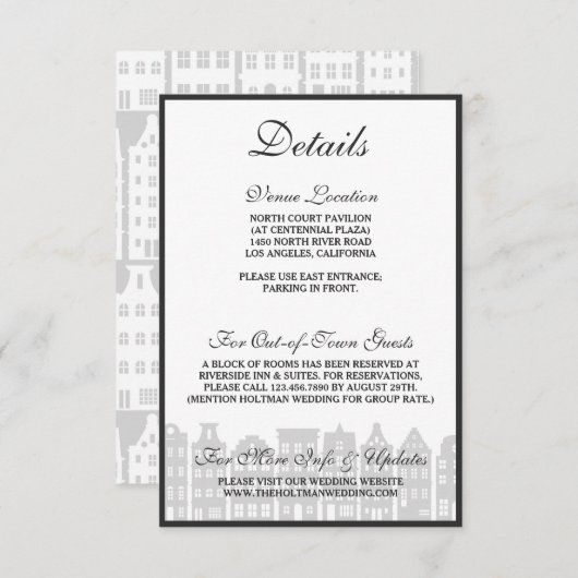 アムステルダムカナルハウズオランダ結婚ズ詳細カード 招待状 (正面/裏面)