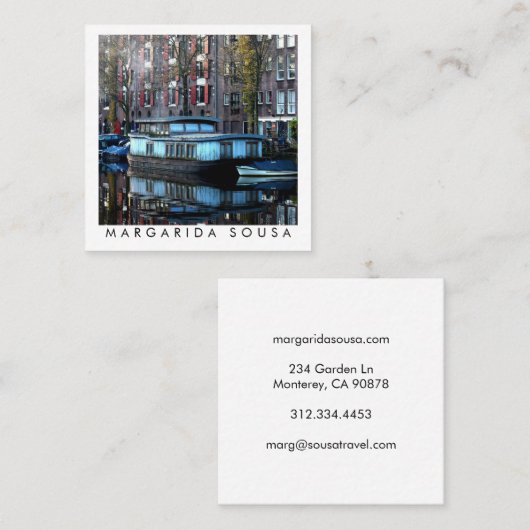 アムステルダムカナルボートフォトトラベルツーリズム スクエア名刺 (正面/裏面)
