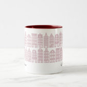 アムステルダムカナルロウハウズマパーソナライズされたルーンレッド ツートーンマグカップ (中央)
