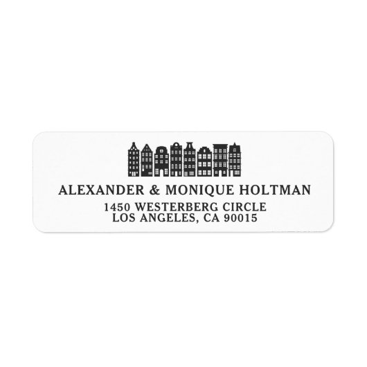 アムステルダムカナルローハウシズオランダ差出人住所 ラベル (正面)