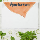 アムステルダムカラフルシティスカイラインウォーターカラーハートP キッチンタオル (折り畳み)