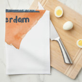 アムステルダムカラフルシティスカイラインウォーターカラーハートP キッチンタオル (四つ折り)