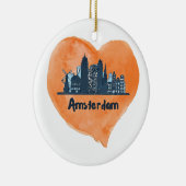 アムステルダムカラフルシティスカイラインウォーターカラーハートP セラミックオーナメント (右)