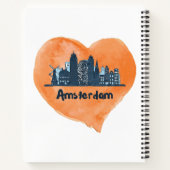 アムステルダムカラフルシティスカイラインウォーターカラーハートP ノートブック (裏面)