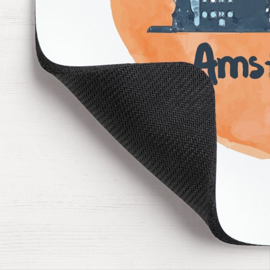 アムステルダムカラフルシティスカイラインウォーターカラーハートP マウスパッド (コーナー)