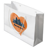 アムステルダムカラフルシティスカイラインウォーターカラーハートP ラージペーパーバッグ (正面アングル)