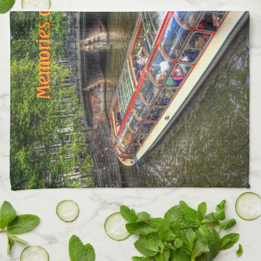 アムステルダムキャナルシーン、アムステルダムのツアー キッチンタオル (折り畳み)