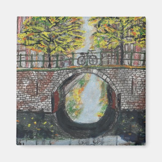 アムステルダムキャナルシーンin秋 マグネット (正面)