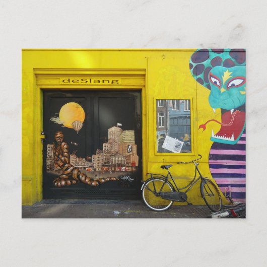 アムステルダムグラフィティ通りアートNr. 4 – ヘビ ポストカード (正面)