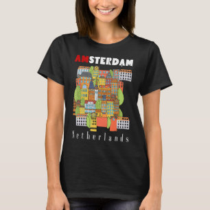 アムステルダムシティグラフィックオランダホランドアム Tシャツ
