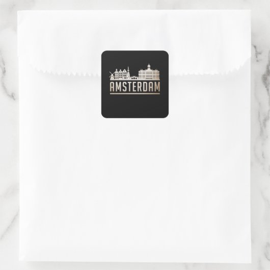 アムステルダムシティスケープおもしろいスカイラインギフトアイディア スクエアシール (バッグ)