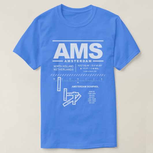 アムステルダムスキポールエアポートAMS Tシャツ (デザイン正面)
