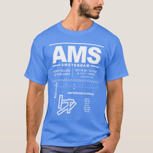 アムステルダムスキポールエアポートAMS Tシャツ (正面)
