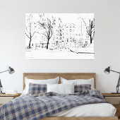 アムステルダムスケッチグラフィックアート キャンバスプリント (インサイチュ (寝室))