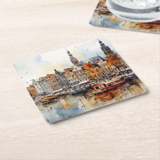 アムステルダムストレッチプリント スクエアペーパーコースター (アングル)