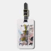 アムステルダムパーソナライズされたホランドヴィンテージトラベルアート ラゲッジタグ (正面縦)