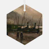 アムステルダムフィッシャーマンズハーバーストームバイビンセントゴッホ ガラスオーナメント (裏面)