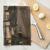 アムステルダムフィッシャーマンズハーバーストームバイビンセントゴッホ キッチンタオル (四つ折り)