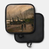 アムステルダムフィッシャーマンズハーバーストームバイビンセントゴッホ 鍋敷き (正面/裏面)